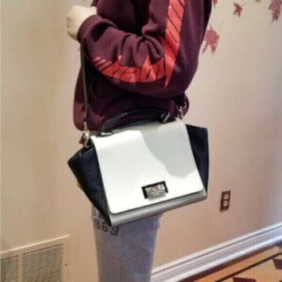 Kate Spade Laurel Magnolia Park color blocked satchel crossbody saddle bag - Picture 2 of 16